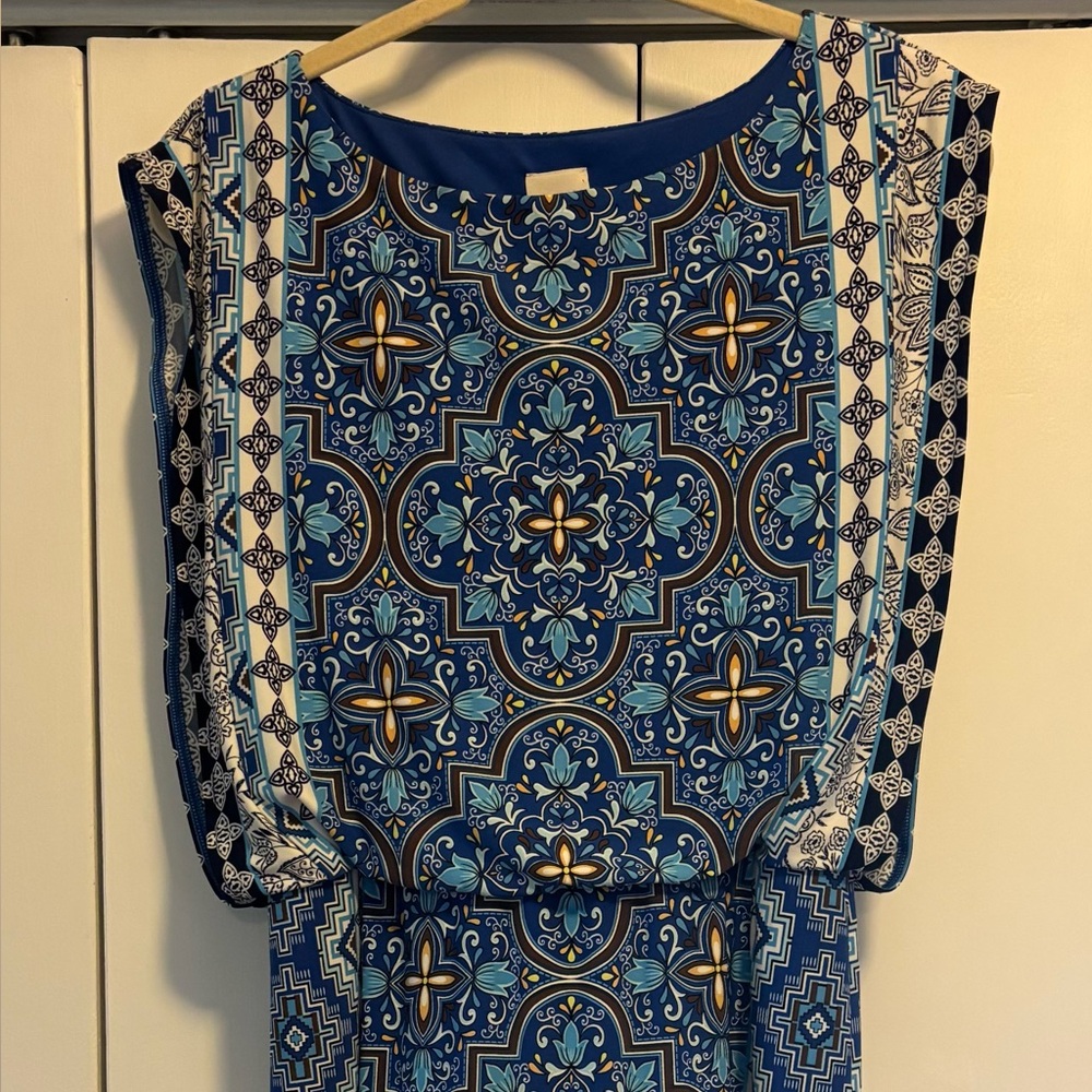 Chico’s Elegant Blue Patterned Dress